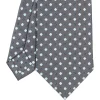 CRAVATTA SARTORIALE IN SETA GRIGIO SCURO Microfantasia fiore