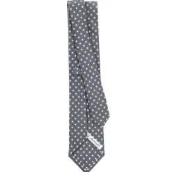 CRAVATTA SARTORIALE IN SETA GRIGIO SCURO Microfantasia fiore