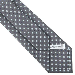 CRAVATTA SARTORIALE IN SETA GRIGIO SCURO Microfantasia fiore