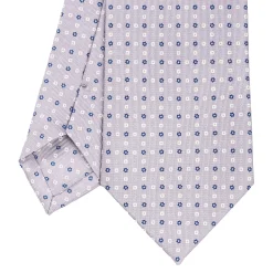 CRAVATTA SARTORIALE IN SETA GRIGIO CHIARO Microfantasia fiore