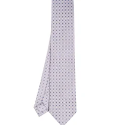 CRAVATTA SARTORIALE IN SETA GRIGIO CHIARO Microfantasia fiore