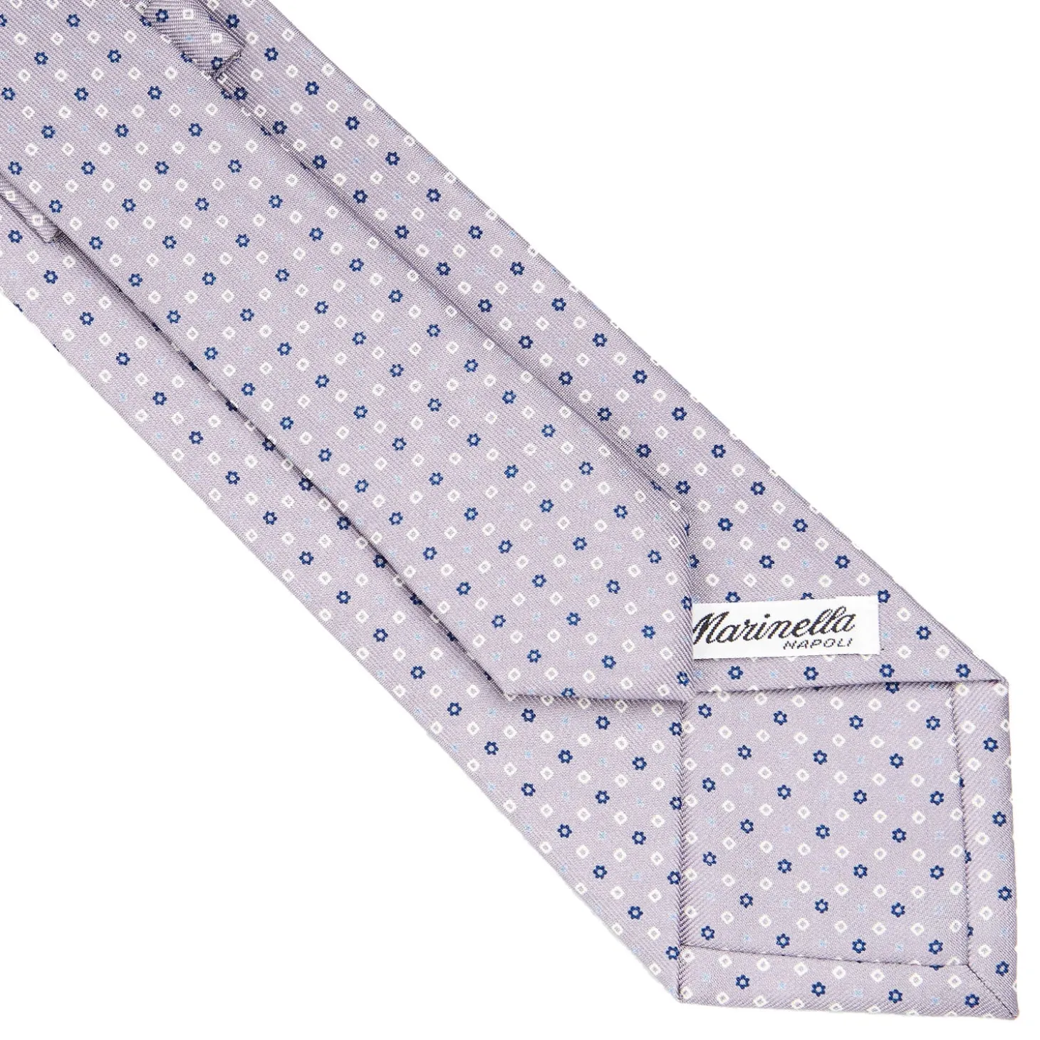 CRAVATTA SARTORIALE IN SETA GRIGIO CHIARO Microfantasia fiore