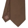 CRAVATTA SARTORIALE IN SETA JACQUARD MARRONE SCURO Tinta unita