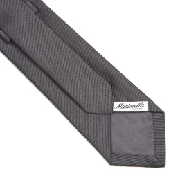 CRAVATTA SARTORIALE IN SETA JACQUARD GRIGIO SCURO Tinta unita