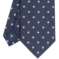 CRAVATTA SARTORIALE IN SETA JACQUARD BLU Con fiocco di neve