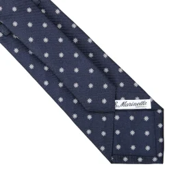 CRAVATTA SARTORIALE IN SETA JACQUARD BLU Con fiocco di neve