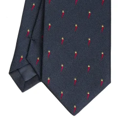 CRAVATTA SARTORIALE IN SETA JACQUARD BLU Con cornetto sparso