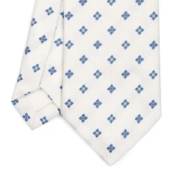 CRAVATTA SARTORIALE IN SETA JACQUARD BIANCA Macrofantasia fiore