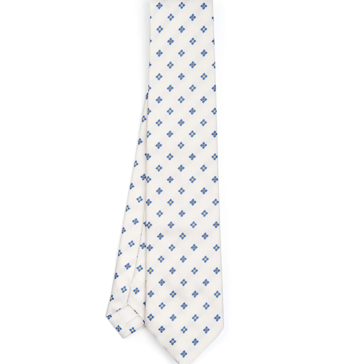 CRAVATTA SARTORIALE IN SETA JACQUARD BIANCA Macrofantasia fiore