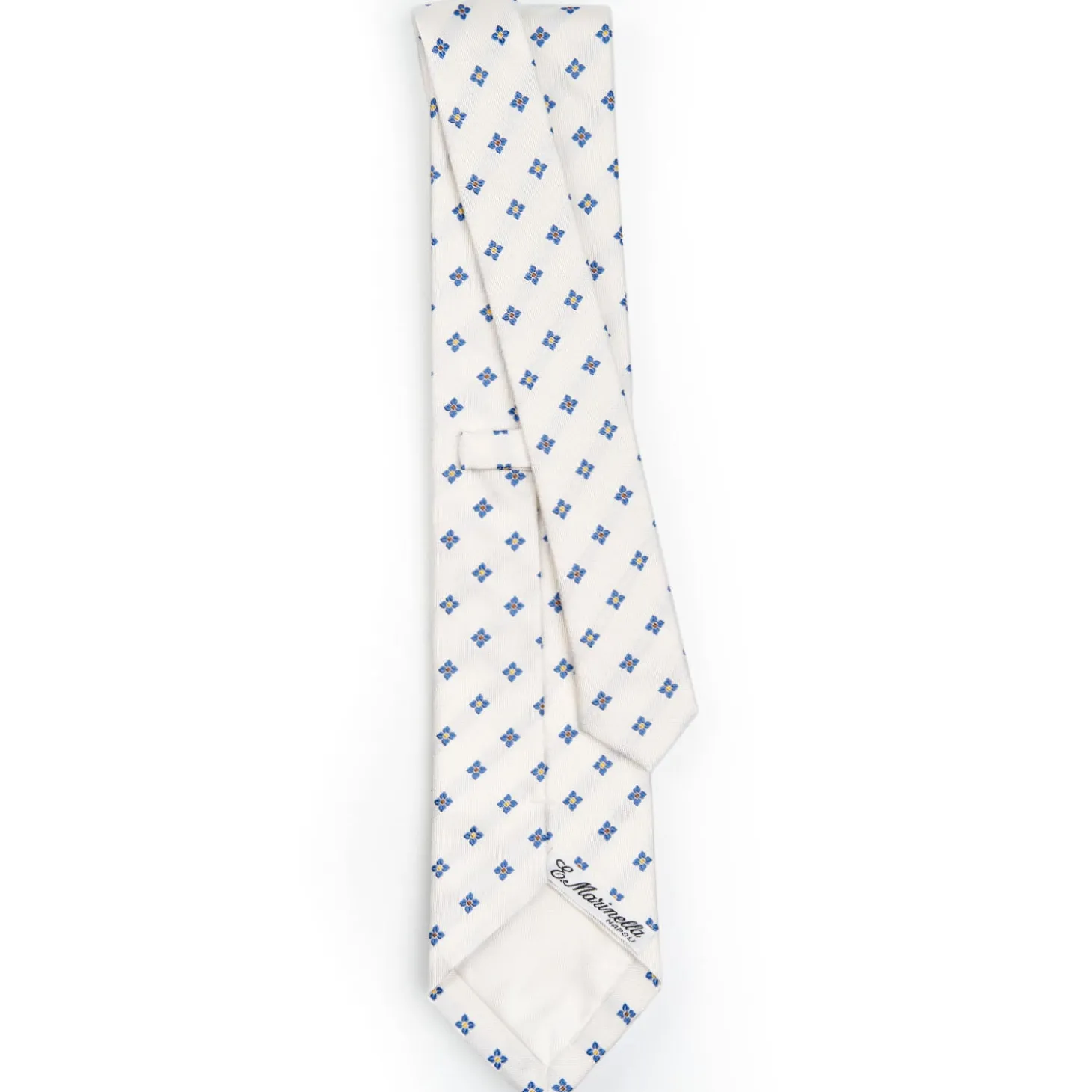 CRAVATTA SARTORIALE IN SETA JACQUARD BIANCA Macrofantasia fiore