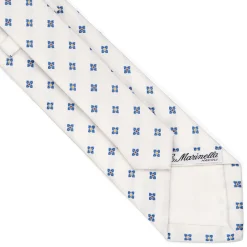 CRAVATTA SARTORIALE IN SETA JACQUARD BIANCA Macrofantasia fiore