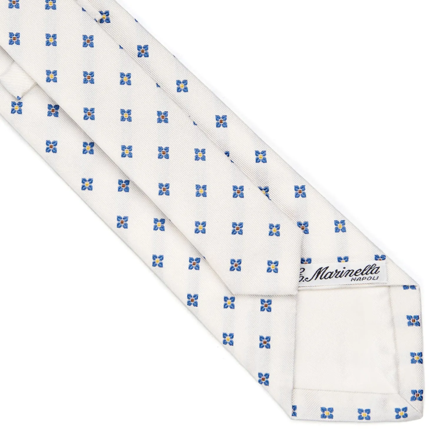 CRAVATTA SARTORIALE IN SETA JACQUARD BIANCA Macrofantasia fiore