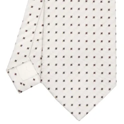 CRAVATTA SARTORIALE IN SETA JACQUARD BIANCA Microfantasia fiore