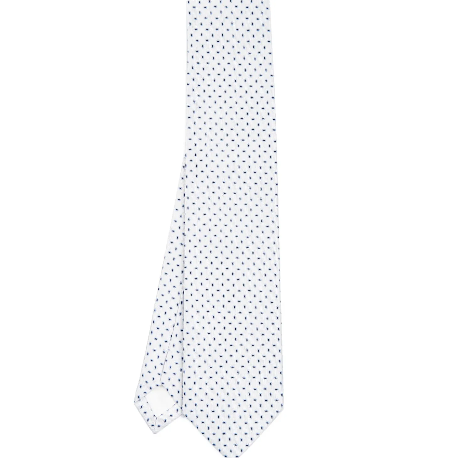 CRAVATTA SARTORIALE IN SETA JACQUARD BIANCA Microfantasia geometrica