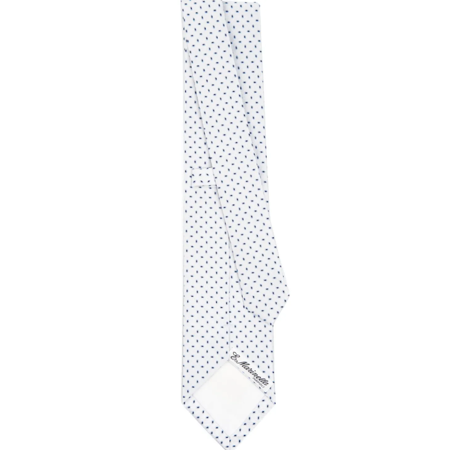 CRAVATTA SARTORIALE IN SETA JACQUARD BIANCA Microfantasia geometrica