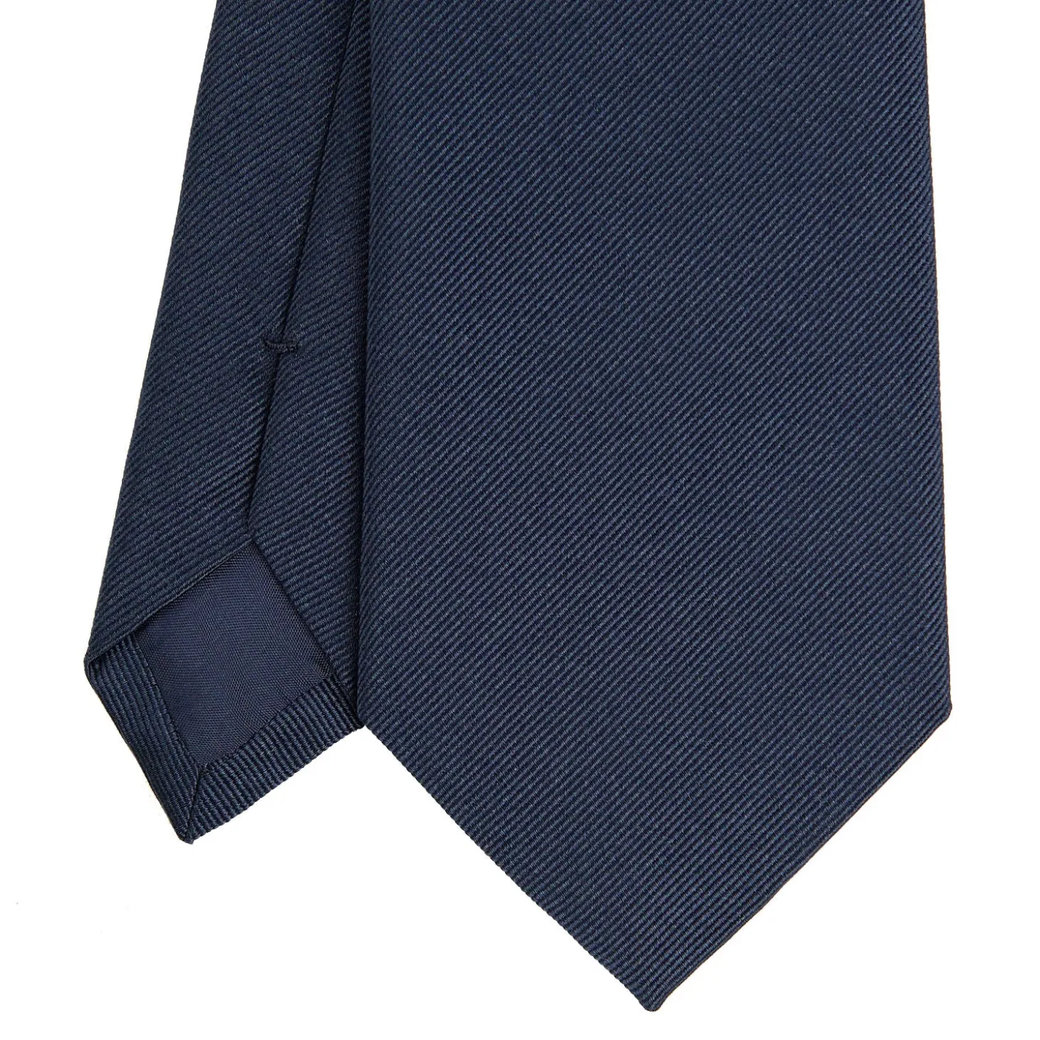 CRAVATTA SARTORIALE IN SETA JACQUARD BLU SCURO Tinta unita