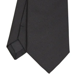 CRAVATTA SARTORIALE IN SETA JACQUARD NERA Tinta unita
