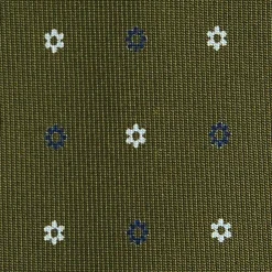 CRAVATTA SARTORIALE 7 PIEGHE IN SETA VERDE OLIVA Microfantasia fiore