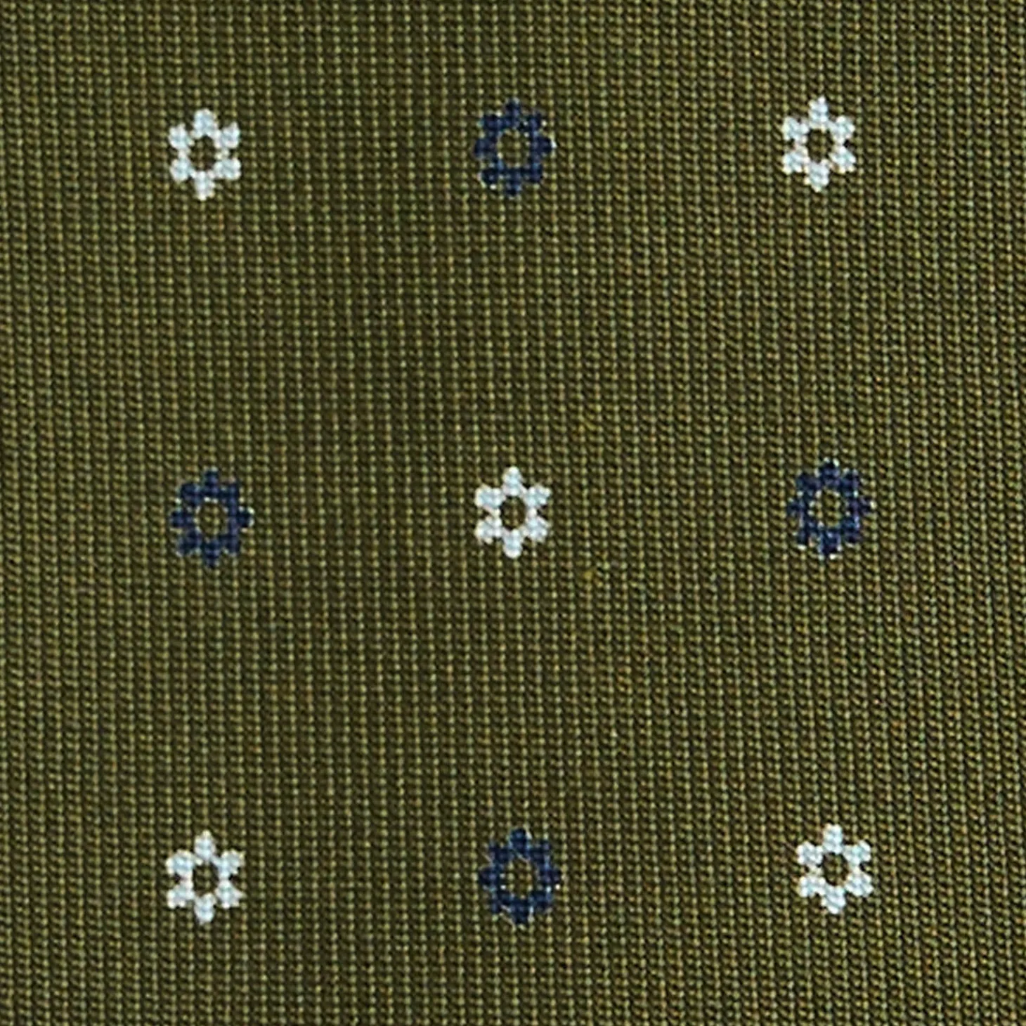 CRAVATTA SARTORIALE 7 PIEGHE IN SETA VERDE OLIVA Microfantasia fiore