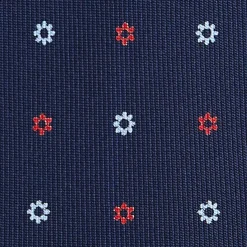CRAVATTA SARTORIALE 7 PIEGHE IN SETA BLU SCURO Microfantasia fiore