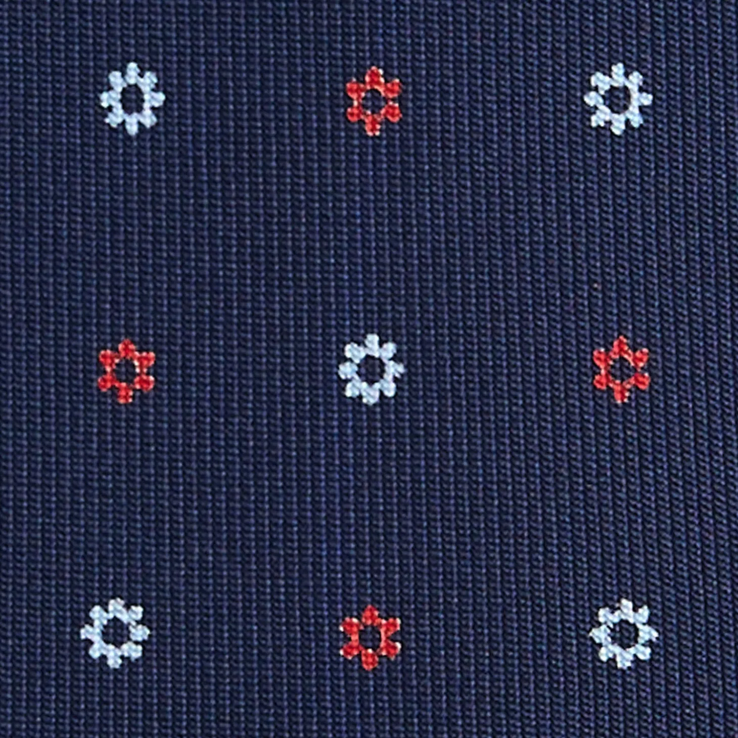 CRAVATTA SARTORIALE 7 PIEGHE IN SETA BLU SCURO Microfantasia fiore