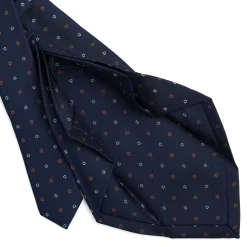 CRAVATTA SARTORIALE 7 PIEGHE IN SETA BLU SCURO Microfantasia fiore