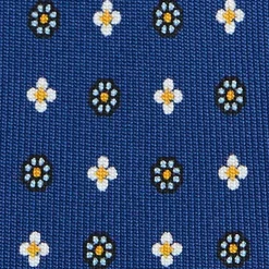 CRAVATTA SARTORIALE 7 PIEGHE IN SETA BLU Microfantasia fiore