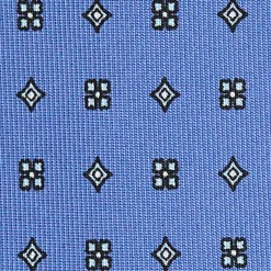 CRAVATTA SARTORIALE 9 PIEGHE IN SETA AZZURRO POLVERE Microfantasia fiore