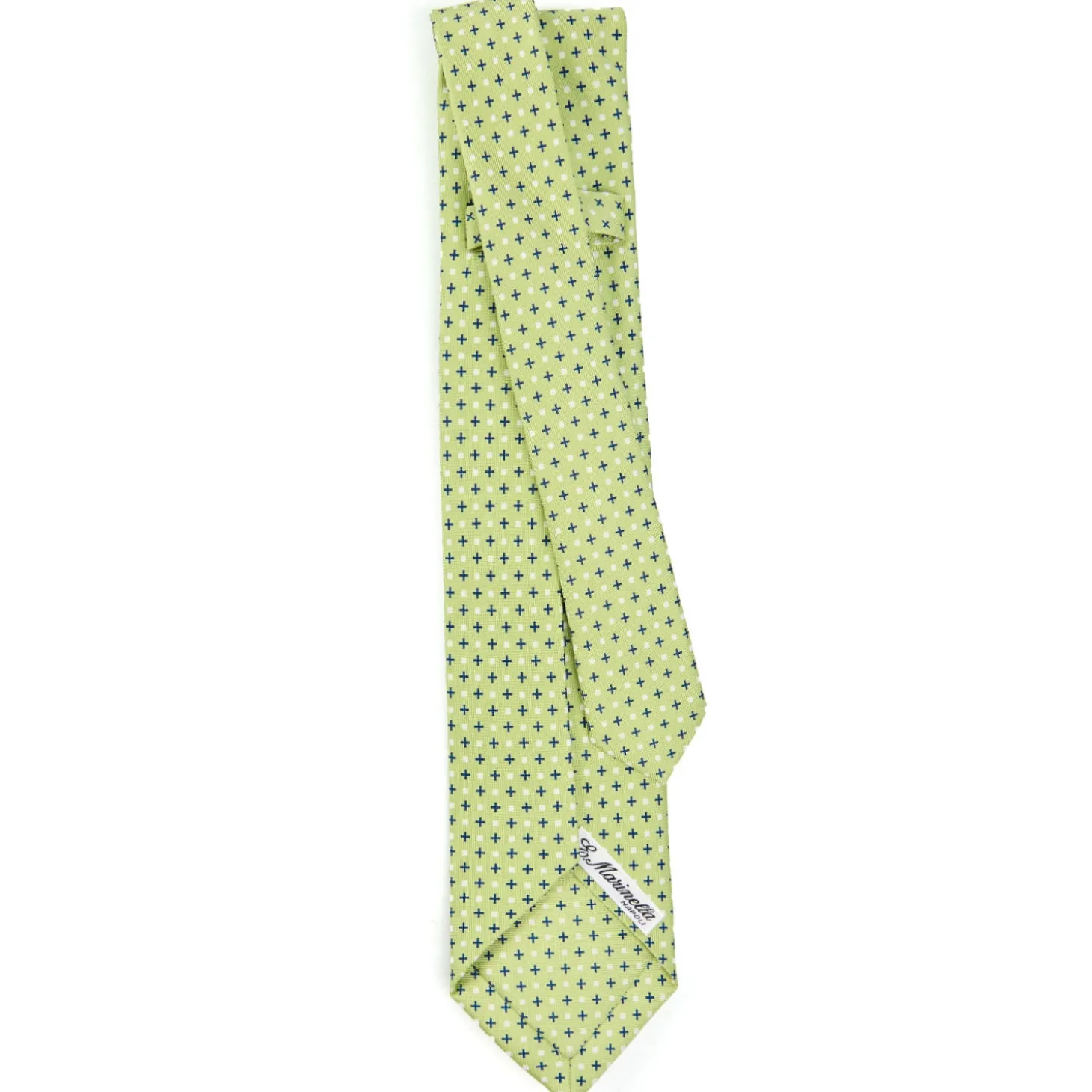CRAVATTA SARTORIALE 9 PIEGHE IN SETA VERDE CHIARO Microfantasia fiore