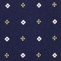 CRAVATTA SARTORIALE 5 PIEGHE IN SETA BLU SCUROMicrofantasia fiore