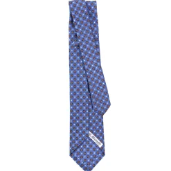 CRAVATTA SARTORIALE 9 PIEGHE IN SETA AZZURRO POLVERE Microfantasia fiore
