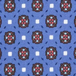 CRAVATTA SARTORIALE 9 PIEGHE IN SETA AZZURRO POLVERE Microfantasia fiore