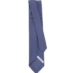 CRAVATTA SARTORIALE 7 PIEGHE IN SETA AZZURRO POLVERE Microfantasia fiore