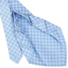 CRAVATTA SARTORIALE 9 PIEGHE IN SETA AZZURRA Microfantasia fiore