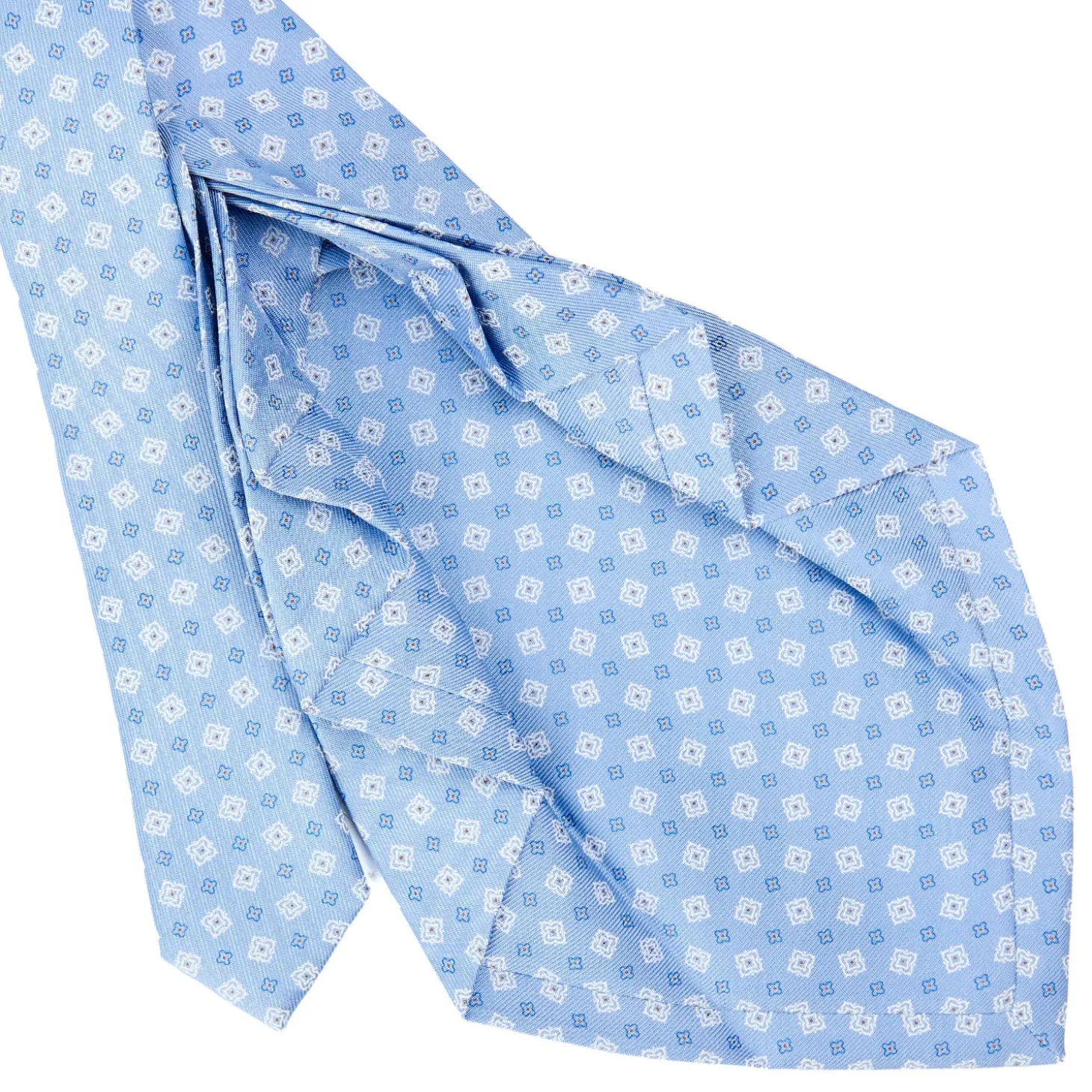 CRAVATTA SARTORIALE 9 PIEGHE IN SETA AZZURRA Microfantasia fiore