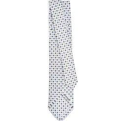 CRAVATTA SARTORIALE 7 PIEGHE IN SETA BIANCA Microfantasia fiore