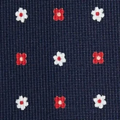 CRAVATTA SARTORIALE 9 PIEGHE IN SETA BLU SCURO Microfantasia fiore