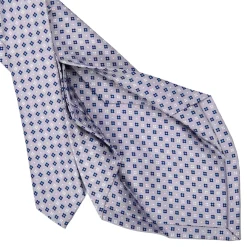 CRAVATTA SARTORIALE 5 PIEGHE IN SETA GRIGIO CHIARO Microfantasia fiore