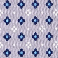 CRAVATTA SARTORIALE 5 PIEGHE IN SETA GRIGIO CHIARO Microfantasia fiore