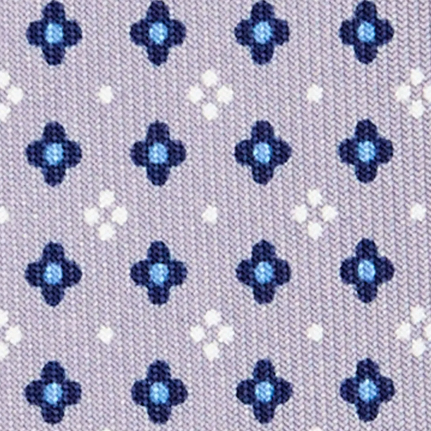 CRAVATTA SARTORIALE 5 PIEGHE IN SETA GRIGIO CHIARO Microfantasia fiore