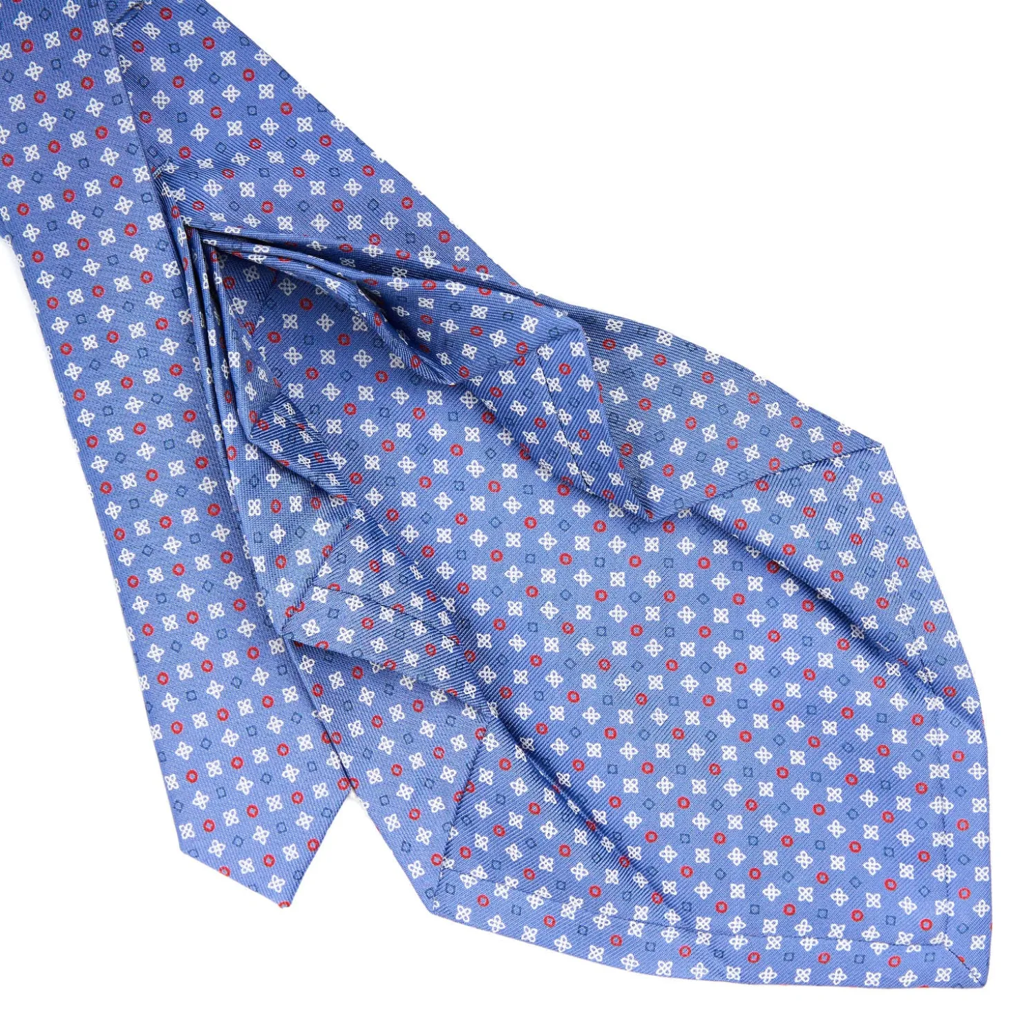 CRAVATTA SARTORIALE 9 PIEGHE IN SETA AZZURRO POLVERE Microfantasia fiore