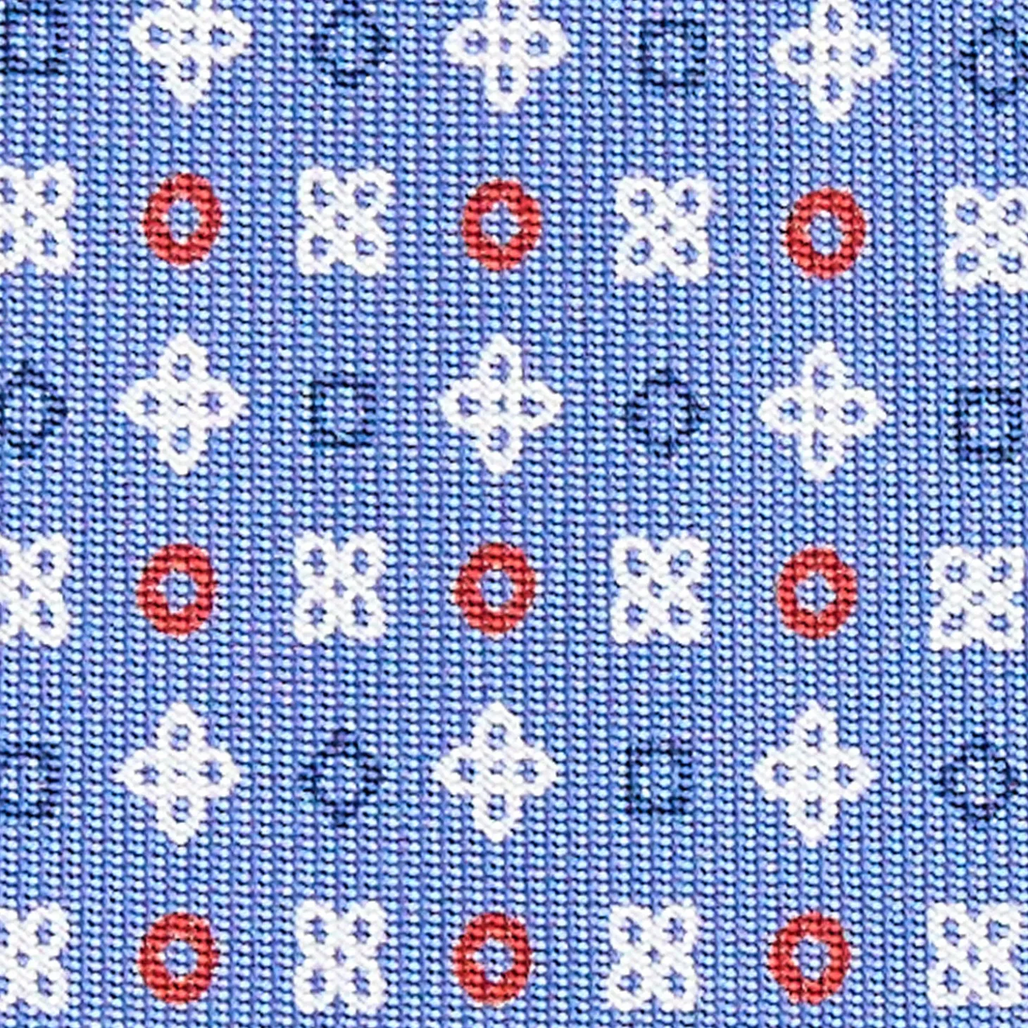 CRAVATTA SARTORIALE 9 PIEGHE IN SETA AZZURRO POLVERE Microfantasia fiore