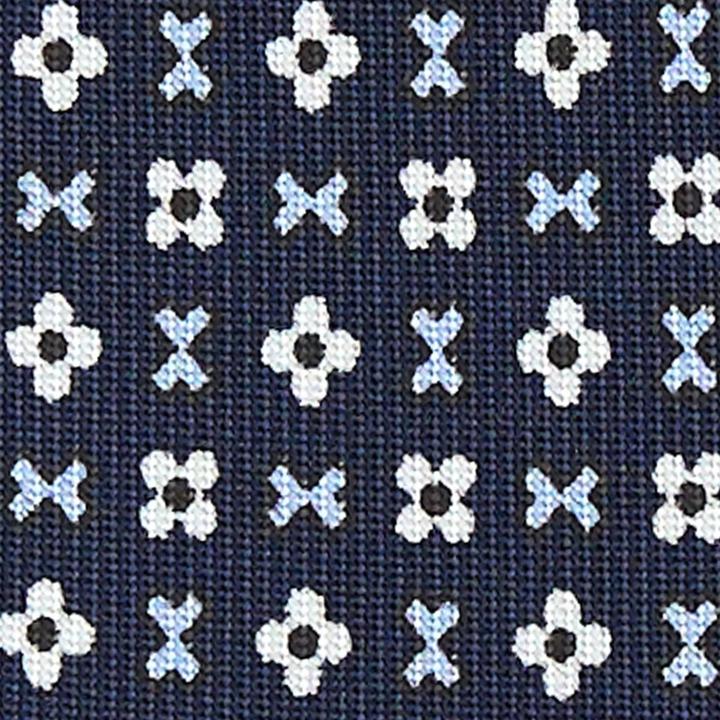 CRAVATTA SARTORIALE 7 PIEGHE IN SETA BLU SCURO Microfantasia fiore