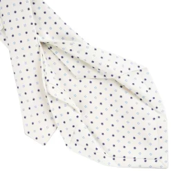 CRAVATTA SARTORIALE 5 PIEGHE IN SETA BIANCA Microfantasia fiore