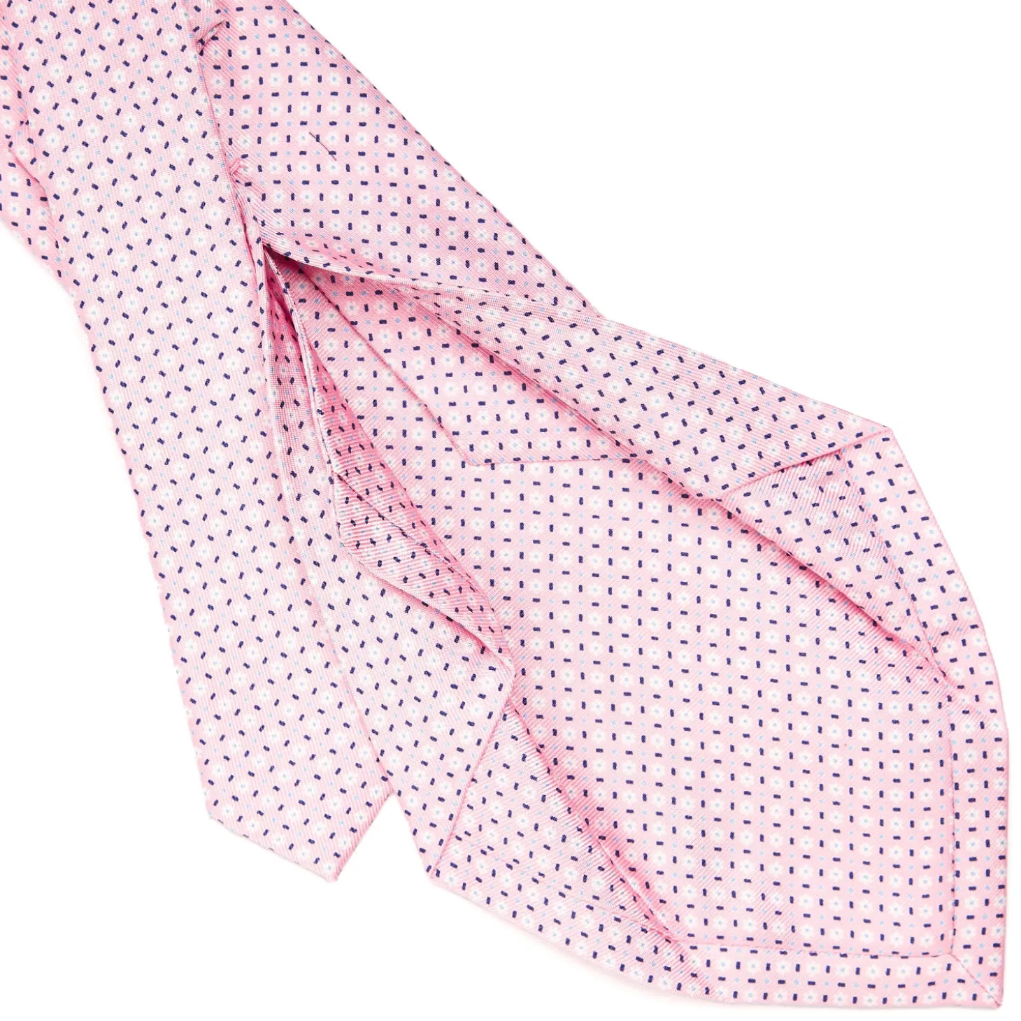 CRAVATTA SARTORIALE 5 PIEGHE IN SETA ROSA Microfantasia fiore