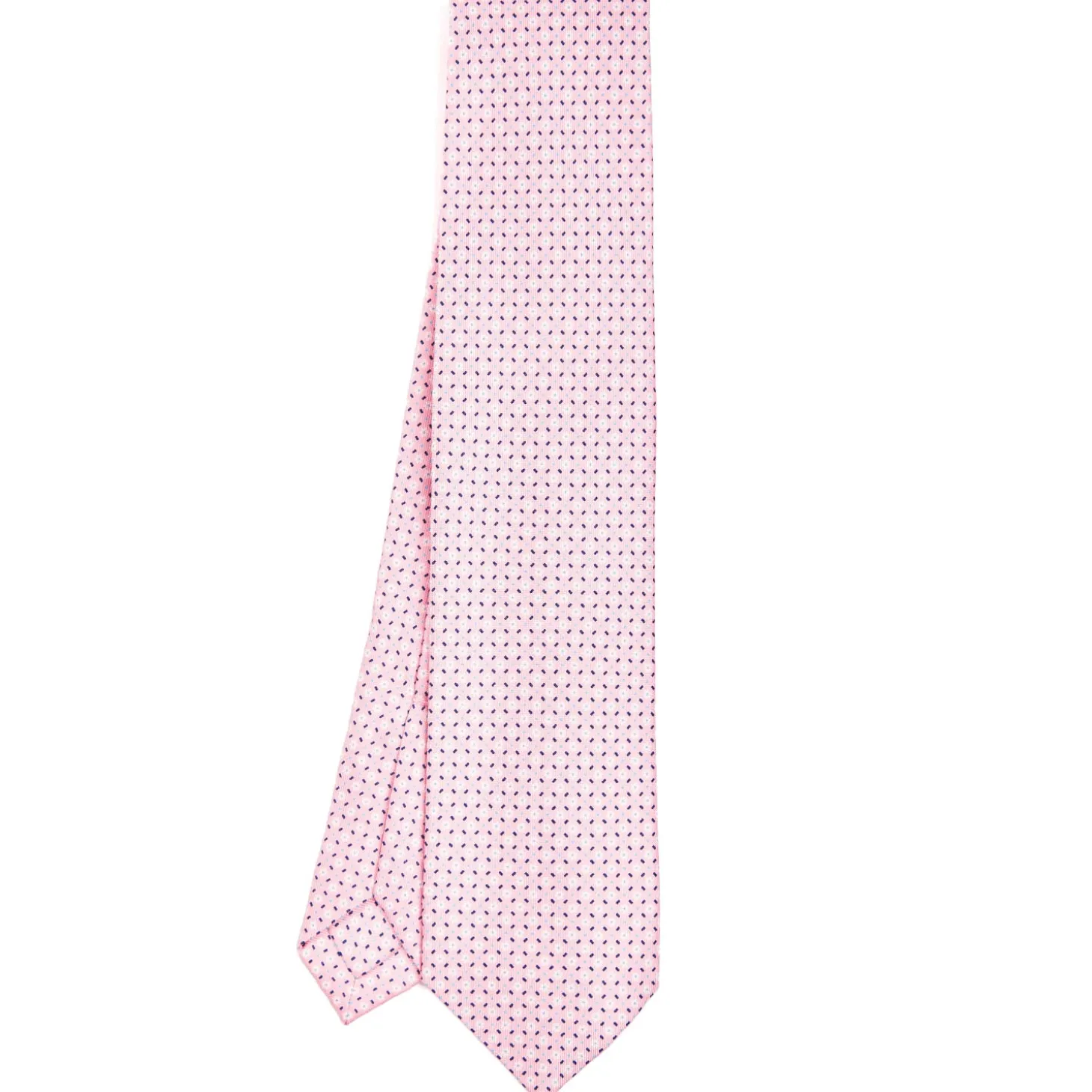 CRAVATTA SARTORIALE 5 PIEGHE IN SETA ROSA Microfantasia fiore