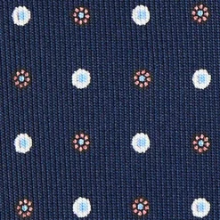CRAVATTA SARTORIALE 9 PIEGHE IN SETA BLU SCURO Microfantasia fiore