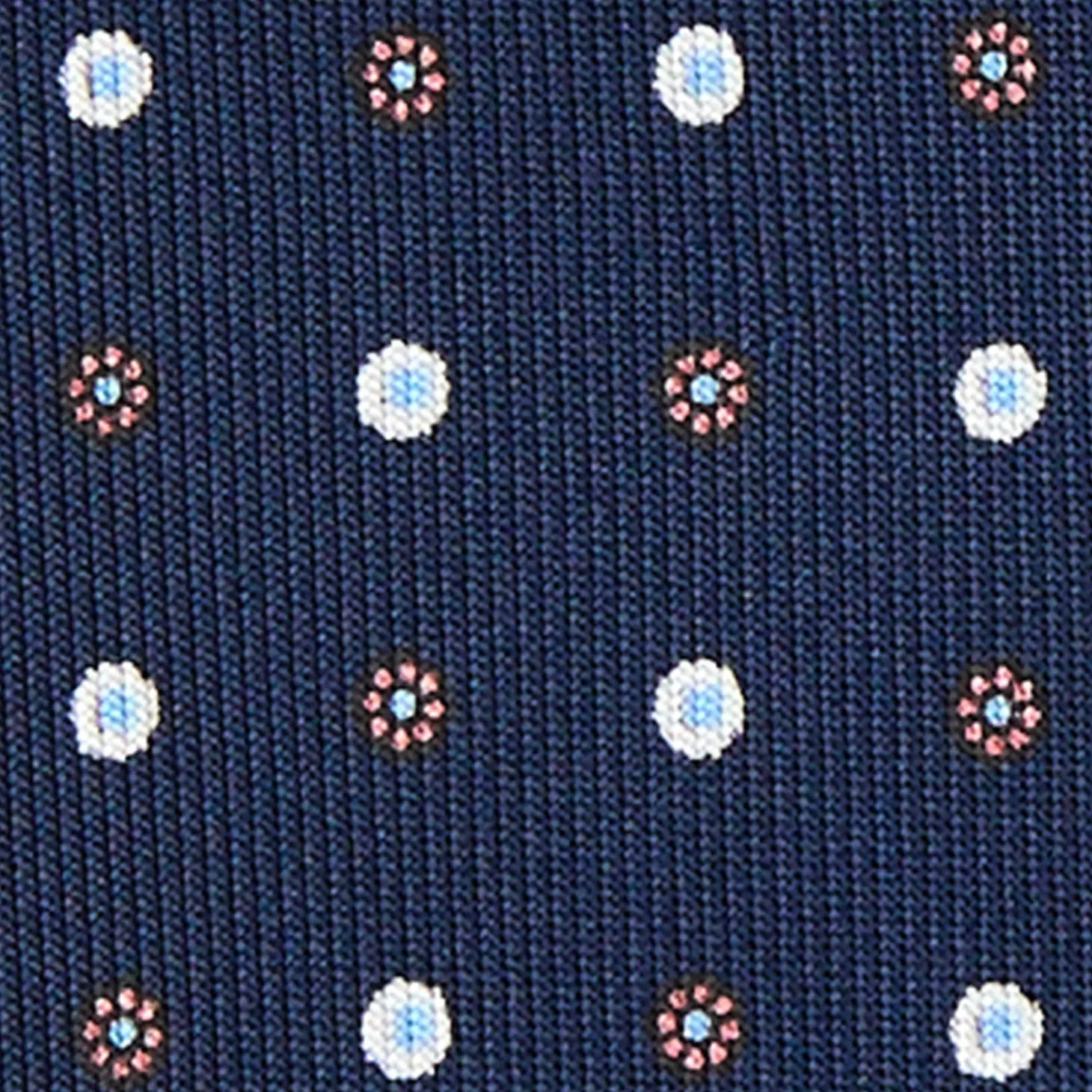 CRAVATTA SARTORIALE 9 PIEGHE IN SETA BLU SCURO Microfantasia fiore