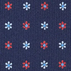 CRAVATTA SARTORIALE 9 PIEGHE IN SETA BLU SCURO Microfantasia fiore