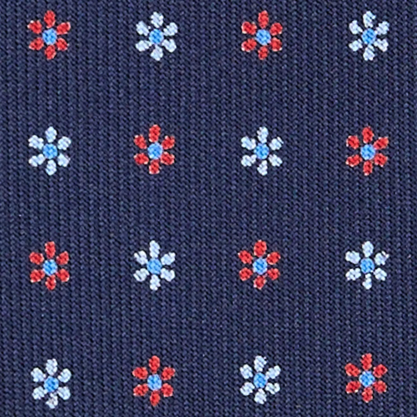 CRAVATTA SARTORIALE 9 PIEGHE IN SETA BLU SCURO Microfantasia fiore
